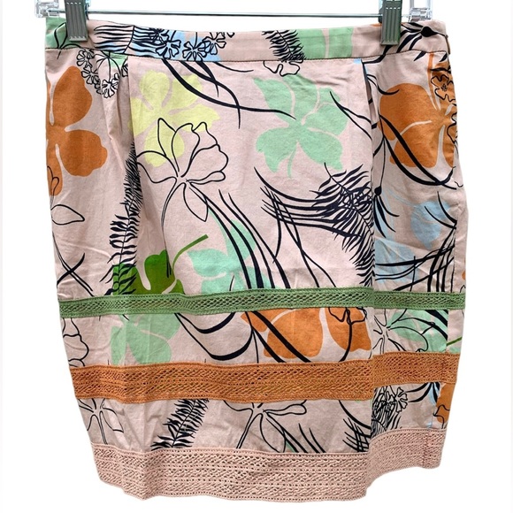Vintage Original MISSONI Peach Floral Cotton Skirt Sz 42/6 - Picture 1 of 5